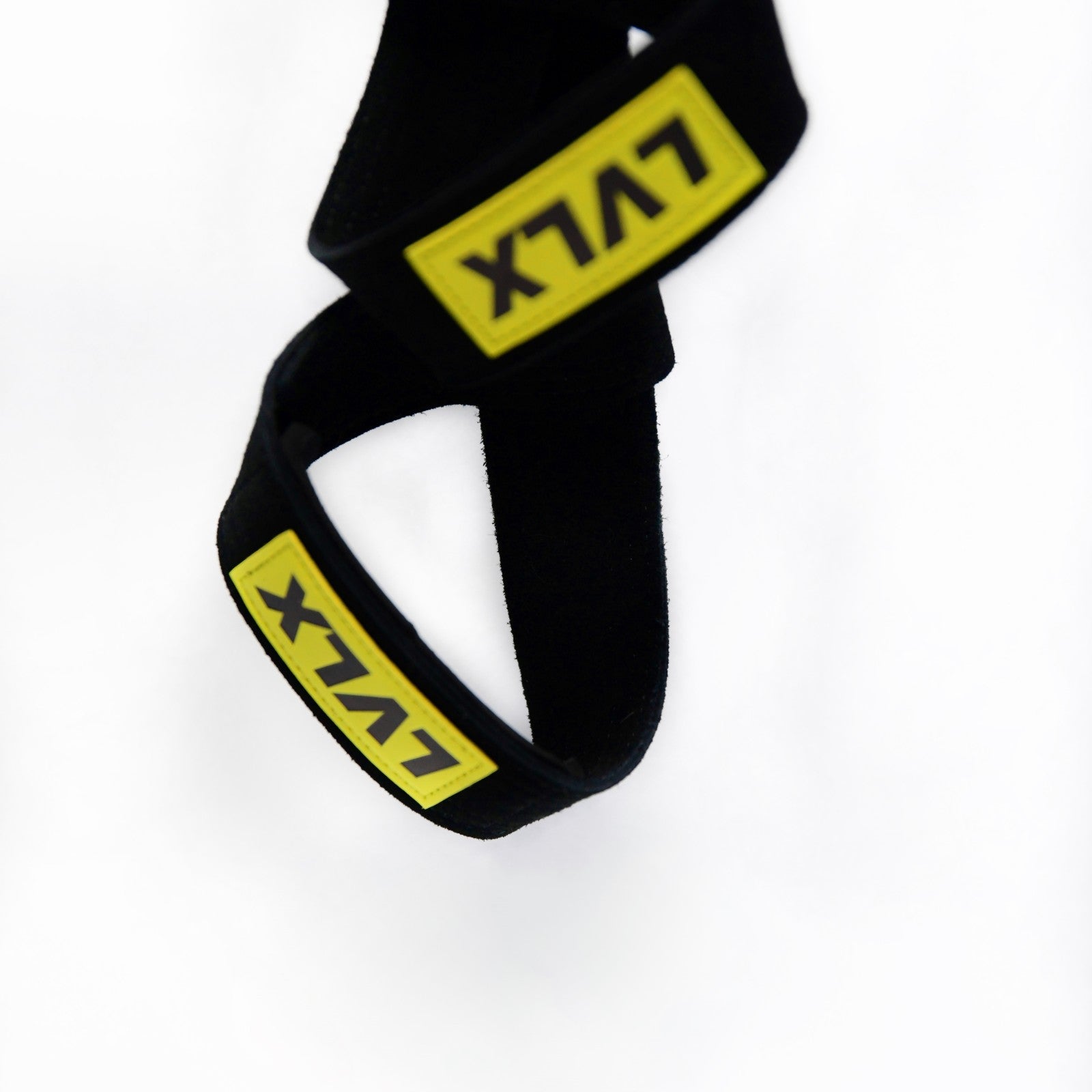 Close-up of LVLX leather lifting straps showing genuine leather texture and stitching